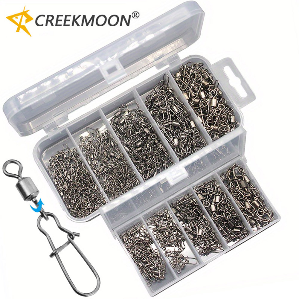 Fishing Lure Making Kit - 95/210個セット フィッシングコネクターギアキット 2-10 # ステンレス鋼ピンベアリングローリングスイベルスナップ、ルアーフックタックルアクセサリー用