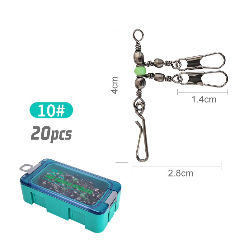 Fishing Lure Jig - 新しい8 # 10 # イカジグ用ルアースイベル、フィッシングベアリングローリングスイベル、ソリッドリングフィッシングコネクター、インターロックスナップアクセサリー付き
