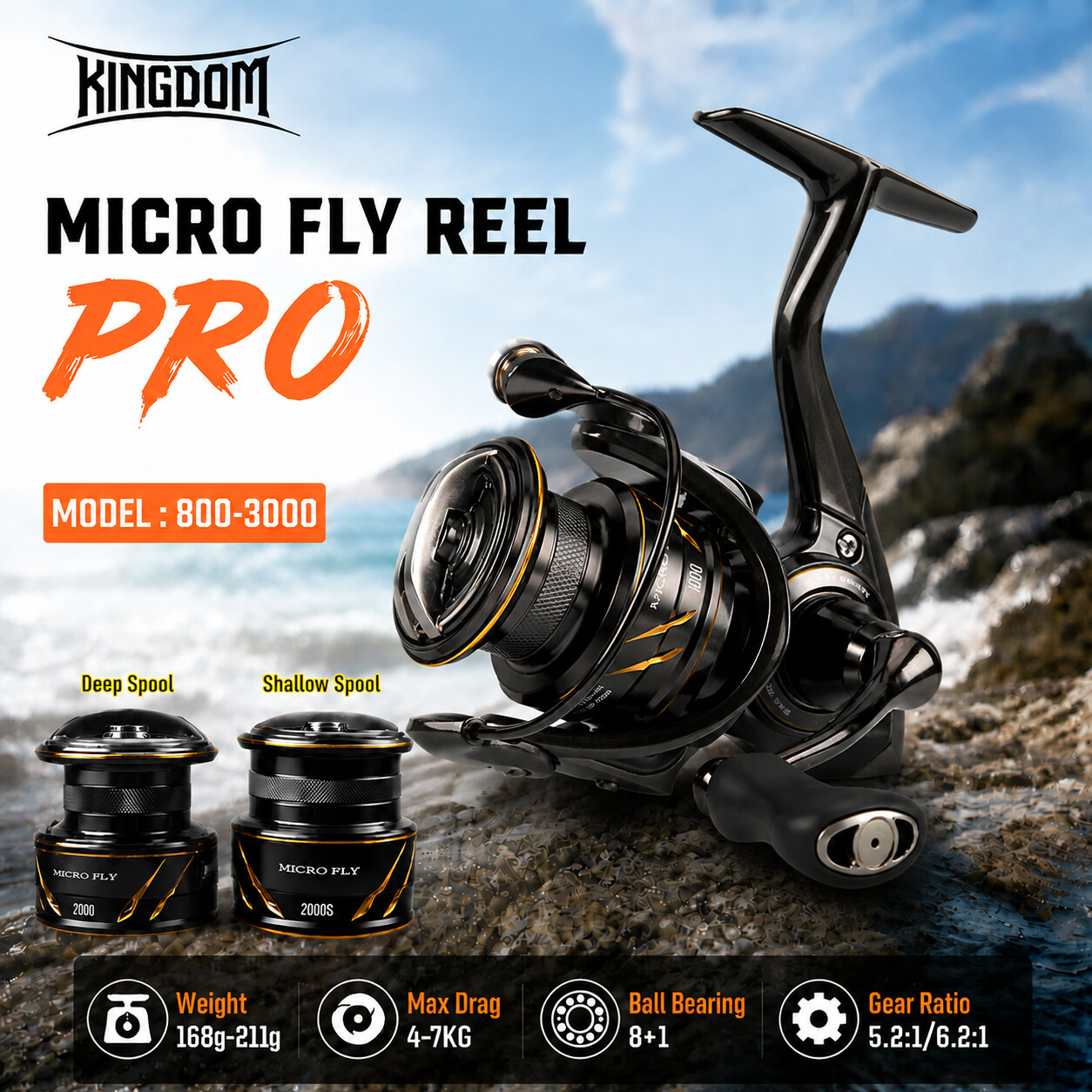Abu Garcia Reel Revo - キングダム マイクロ フライ プロ フィッシング スピニングリール