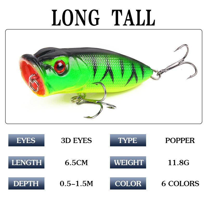 6個6色（OPP袋）/5個5色（箱入り）6.5cm/10gル - Fishing Lure Topwater のレビューと価格